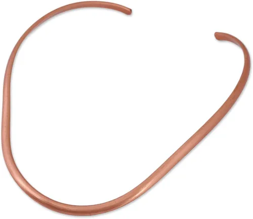 Vista 3 de NOVICA Collar de cobre hecho a mano de México sin piedra reciclada 14.25 in Circ interior x 0.1 in W 'Fantasía femenina', No es una piedra preciosa