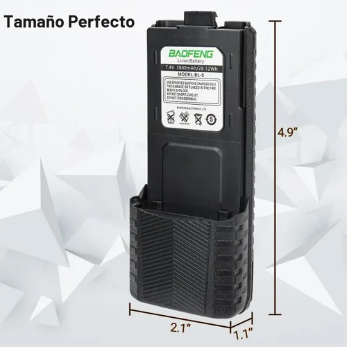 Vista 4 de BAOFENG Batería UV-5R BL-5 3800mAh USB-C de carga extendida de alta capacidad para radios UV5R BF-F8HP serie UV-5R con cable de carga tipo C