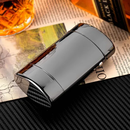 Vista 7 de Estuche clásico vintage Goshentech, capacidad para 20 cigarrillos de 100 mm de tamaño rey, diseño ovalado para fácil agarre manual, negro brillante