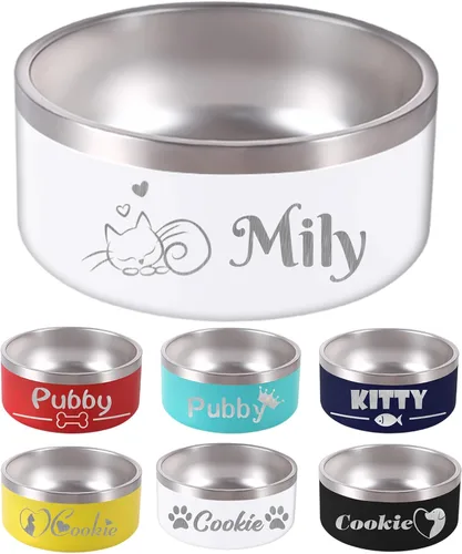 Vista 10 de Custom Dog Bowl Personalized Dog Bowls with Name Stainless Steel Non-Slip Negro