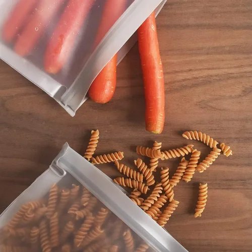 Vista 5 de Bolsas de almacenamiento reutilizables, bolsas con cierre de cremallera, bolsas reutilizables para sándwiches, bolsas de almuerzo para congelador, a