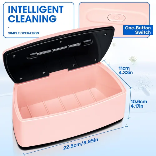 Vista 4 de Esterilizador de herramientas de uñas, función de limpieza de luz azul de doble tubo, enchufe USB, gran capacidad de 1 litro para herramientas