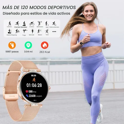 Vista 4 de Reloj inteligente para mujer para Android iPhone 3 Band 1.19" pequeño