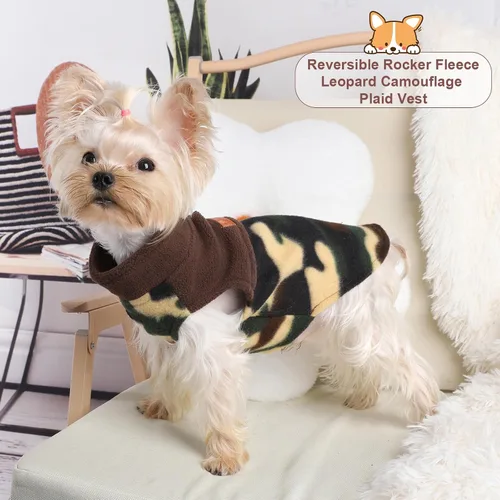 Vista 2 de Suéteres para Perros Pequeños Macho Hembra, Suéter a Cuadros para Cachorros Chaleco de Ropa de Perro de Forro Polar, Suéter Elástico XSmall