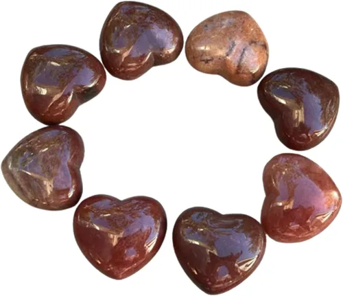 Vista 24 de Corazón hinchado de piedras preciosas al por mayor, corazones hinchados de piedras preciosas pulidas, piedra de palma de cristal, corazón de cristal