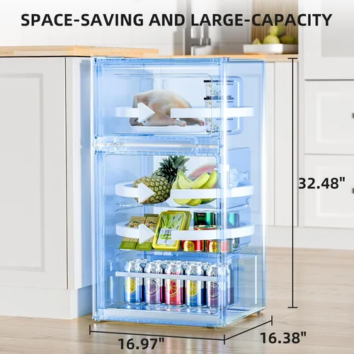 Vista 4 de Antarctic Star Mini refrigerador con congelador, refrigerador compacto de doble puerta, termostato ajustable, refrigerador pequeño para dormitorio