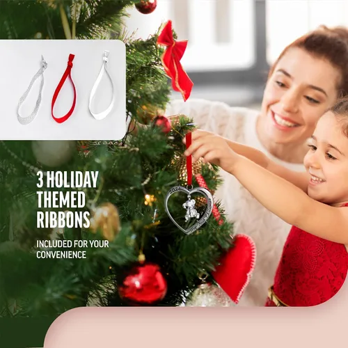 Vista 7 de Klikel Adorno de Navidad para bebé 2024 – Mi primer corazón navideño con oso de peluche colgante – Adorno de la primera Navidad del bebé 2024 – Bebé