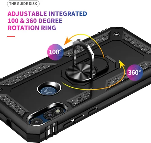 Vista 6 de Funda para Motorola Moto E 2020 con [2 unidades] Protector de pantalla de cristal, para Moto E 2020, funda resistente a prueba de golpes
