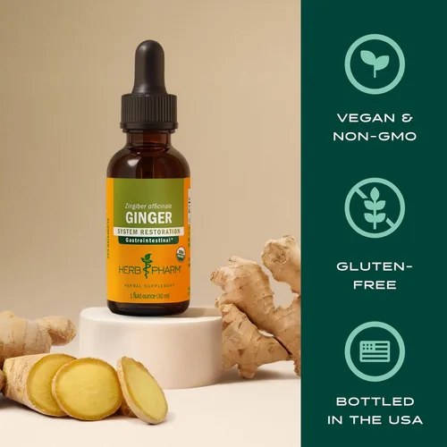 Vista 6 de Herb Pharm Extracto líquido de jengibre: Suplemento orgánico para la digestión, apoyo ocasional de náuseas, líquido de jengibre de absorción rápida