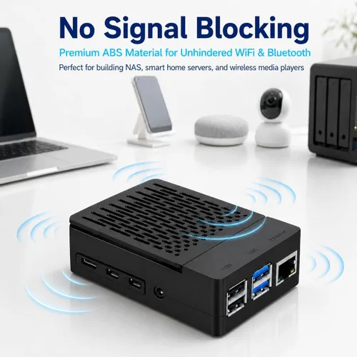 Vista 13 de iUniker Funda para Raspberry Pi 4, carcasa ABS Pi 4 con ventilador de refrigeración, disipador de calor Pi 4, cubierta superior extraíble simple