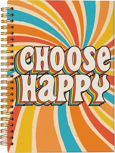 Vista 8 de VNWEK Groovy - Cuaderno retro de los años 70 con espiral, diseño hippie de los años 70, diseño abstracto de espiral naranja amarillo y naranja, 5.5