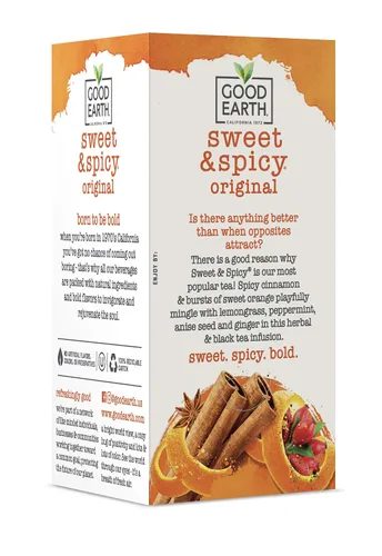 Vista 2 de Good Earth - Té de hierbas y negro, dulce y picante, 18 bolsas de té (paquete de 6) (el embalaje puede variar)