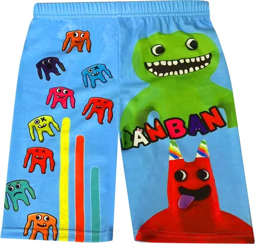 Vista 3 de MOTHAF Garten of Banban - Conjunto de camisa para niños y niñas, monstruo de terror, jush, pantalones de camiseta para niños, 2 piezas, manga corta