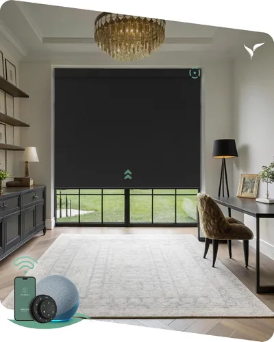Vista 31 de Yoolax Persianas motorizadas con control remoto, persianas inteligentes opacas con control remoto, cortinas eléctricas compatibles con Alexa