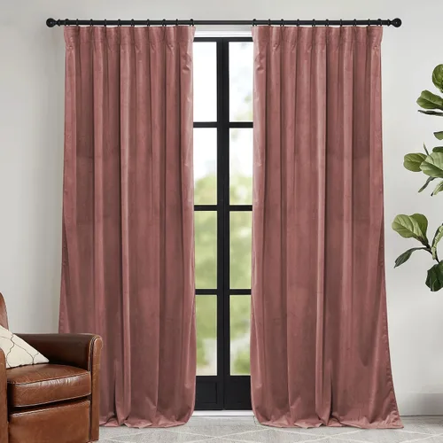 Vista 36 de RYB HOME Cortinas elegantes de terciopelo verde de 63 pulgadas de largo, bloqueo de luz, aislamiento térmico, elegantes cortinas de terciopelo