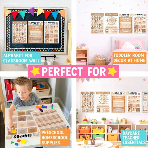 Vista 6 de Hadley Designs 16 carteles educativos para niños pequeños de 1 a 3 años, carteles laminados de aprendizaje para preescolar y jardín de infantes