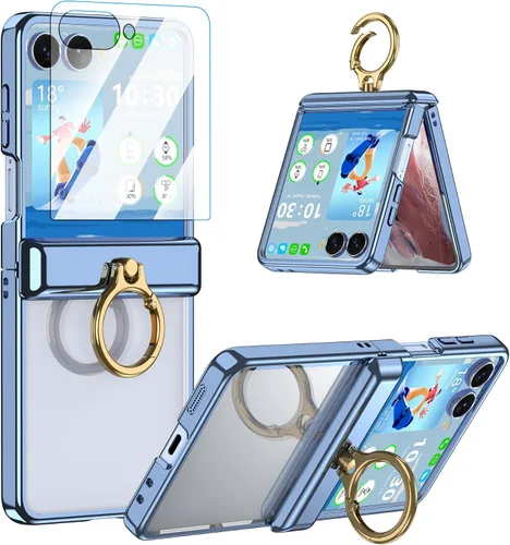 Vista 11 de Funda transparente para Samsung Galaxy Z Flip 6 con anillo, anticaídas a prueba de golpes para Z Flip 6 5G 2024