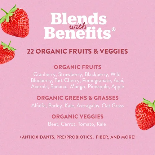 Vista 4 de 360 Nutrition Mezcla con beneficios Rojos y superalimentos para antioxidantes naturales y polifenoles, con frutas y verduras, digestión