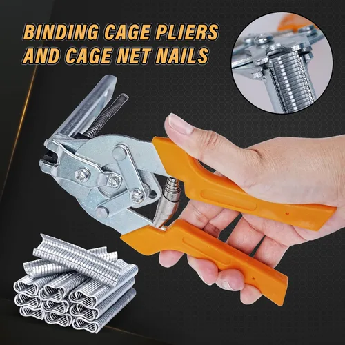 Vista 2 de Alicates de anillo de uñas tipo M con 2400 piezas de clips M para cercas de conejo, pollo, alambre, pinzas de cerdo, kit de alicates de cerdo