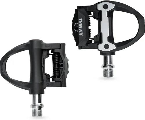 Vista 5 de Thinvik Pedales sin clipless para bicicleta de carretera con tacos compatibles con el sistema Shimano SPD SL, centro de pedal 53mm