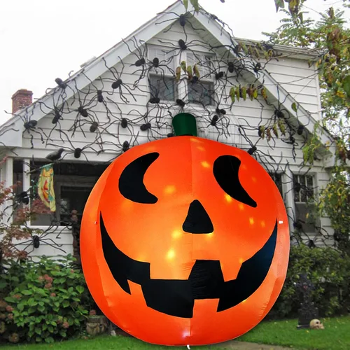 Vista 6 de AJY Luces LED integradas de calabaza gigante inflable de Halloween de 10