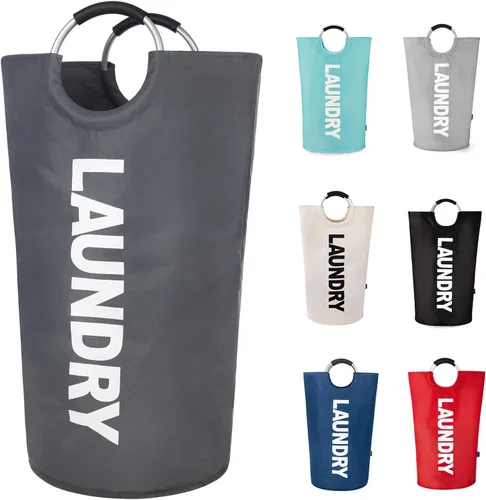 Vista 20 de Twira Cesta de lavandería grande de 90 litros, cesta de lavandería que se mantiene bien, bolsa de lavandería con asas acolchadas, contenedor de ropa