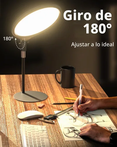 Vista 4 de UBeesize Anillo de luz para computadora portátil de 10.5 pulgadas con soporte y soporte para teléfono para escritorio, iluminación de zoom