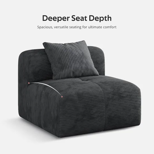 Vista 5 de Sofá Seccional Modular Moderno en Forma de L para Sala de Estar, Sofá de 3 Plazas de Gran Tamaño con Asiento Profundo y Otomana Móvil – Sin Montaje