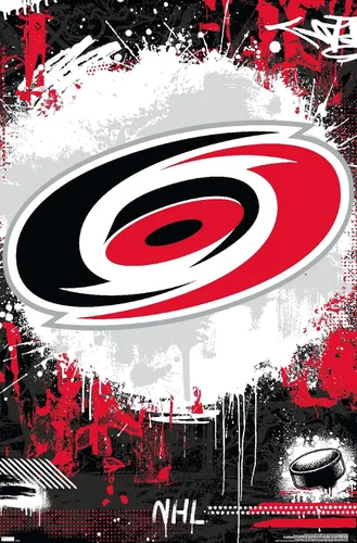 Vista 11 de Trends International NHL Carolina Hurricanes - Póster de pared Maximalist Logo 23, 22.4 pulgadas de largo x 14.7 W, versión enmarcada en madera