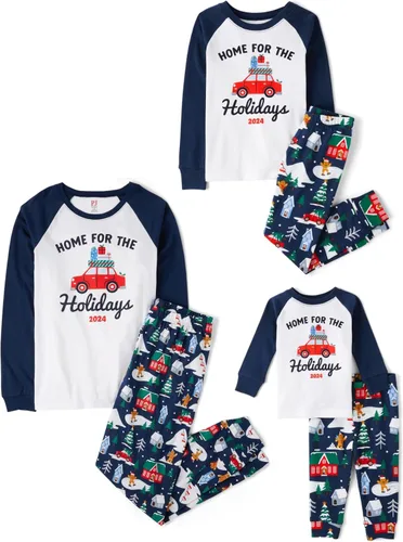 Vista 30 de The Children's Place Pijama de Navidad unisex para bebé, algodón