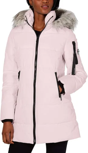Vista 13 de Nautica Chaqueta acolchada pesada para mujer con capucha forrada de piel sintética Negro