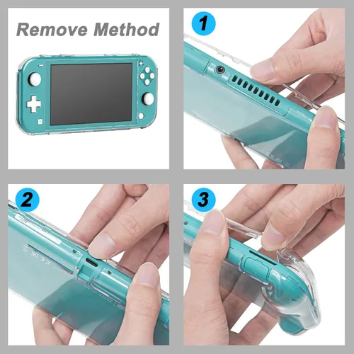 Vista 3 de Funda transparente para Switch Lite, funda protectora de policarbonato duro ultra delgada compatible con Nintendo Switch Lite con un protector