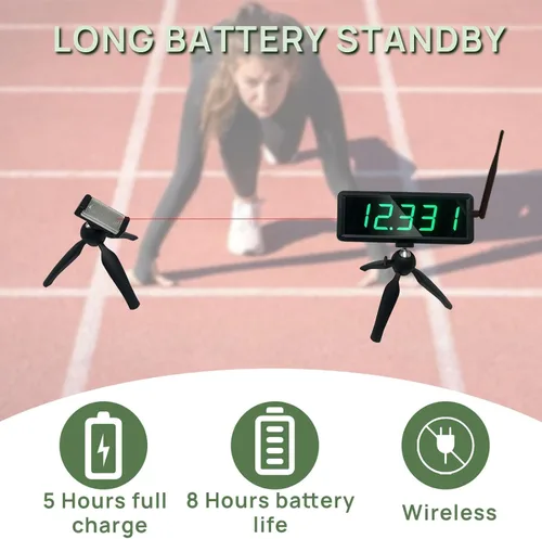 Vista 2 de YZ Temporizador Láser Inalámbrico Alimentado por Batería para Carreras de Sprints, Reloj de Carrera, Temporizador de Carrera, Velocímetro