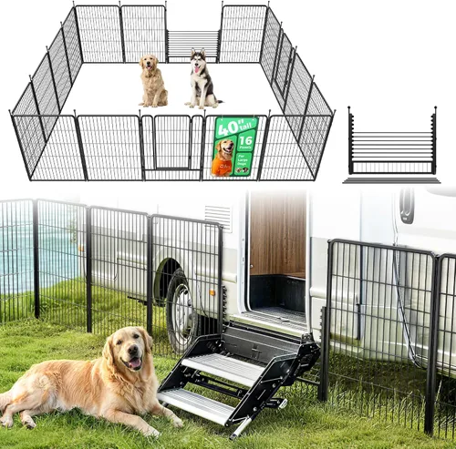 Vista 84 de FXW Rollick - Corralito para perros para patio, campamento con casa rodante, patentado, 24 pulgadas, 2 paneles Fácil instalación, resistente