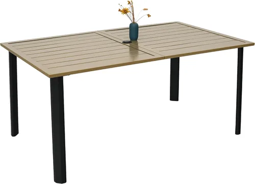Vista 8 de Anmutig Mesa de patio pequeña cuadrada de 27.5 pulgadas con resistente a la intemperie para comedor al aire libre, color negro