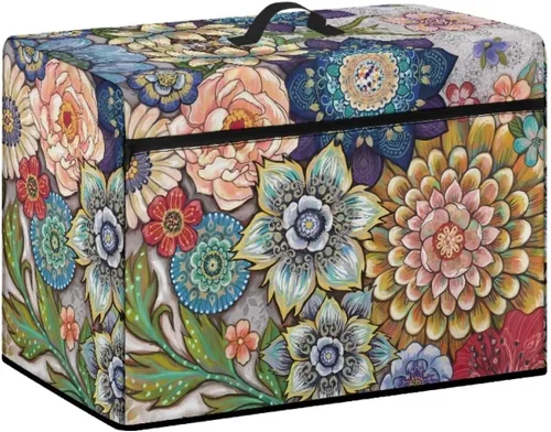 Vista 9 de Funda para máquina de coser de flores hippie grande, cubierta antipolvo, protección de fácil limpieza para máquina de coser, resistente a las Flor