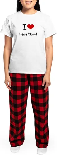 Vista 4 de CafePress I Love Heartland - Conjunto de pijama de algodón para mujer, ropa de dormir cómoda