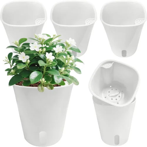 Vista 9 de Macetas de riego automático de 3 pulgadas, 10 juegos de macetas para plantas de interior con indicador de nivel de agua y múltiples rejillas