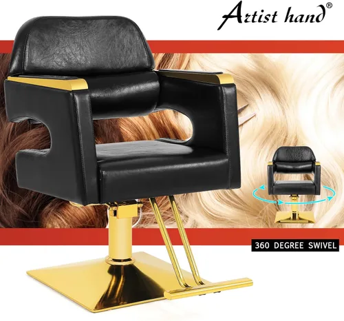 Vista 3 de Artist hand Silla de peluquero, silla de peluquería con bomba hidráulica resistente, giro de 360 grados, equipo de belleza de spa, peso máximo
