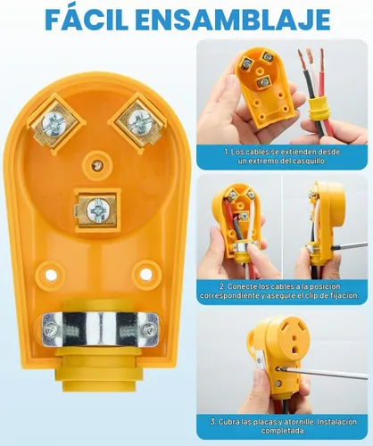 Vista 3 de Kohree Enchufe RV Hembra de 30 Amperios, Receptáculo RV de Repuesto Resistente 125/250V, Enchufe NEMA TT-30R con Mango de Agarre Ergonómico para RV
