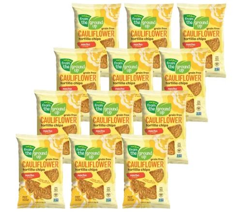 Vista 6 de REAL FOOD FROM THE GROUND UP Chips de tortilla de coliflor, 4.5 onzas (paquete de 6)