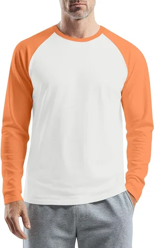 Vista 17 de Camisas de manga larga para hombre, camiseta casual de cuello redondo, suave, elástica, M-3XL