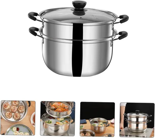 Vista 5 de Olla de sopa Olla de comida Olla de vapor Olla práctica Olla de vapor de cocina Olla de cocina Olla de cocina Olla de acero inoxidable Olla de acero