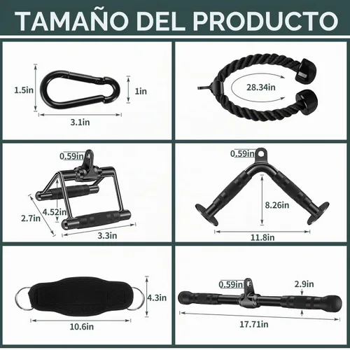 Vista 3 de Solid Cable Machine Attachment, Cable Attachments for Gym, Gym Cable Attachments, Cable Machine Attachments Set