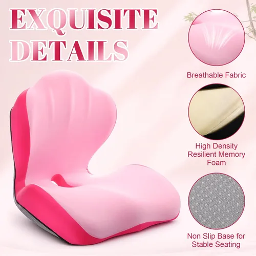 Vista 3 de Chumia Soporte ergonómico de cintura y cojín de asiento en forma de L para silla lumbar de cadera con coxis hueco de espuma viscoelástica ortopédica
