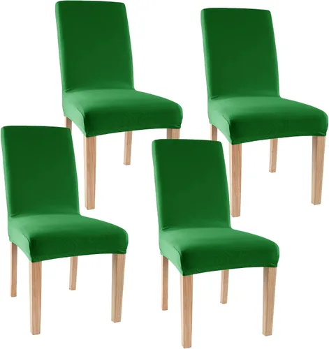 Vista 10 de Obstal - Juego de 4 fundas para sillas de comedor elásticas en negro de spandex, extraíbles y lavables, fundas de asiento para sillas de cocina