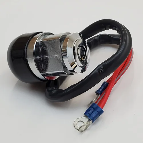 Vista 2 de Interruptor de encendido cromado de 3 posiciones (apagado, encendido, encendido con luces) con 2 llaves redondas resistentes a manipulaciones