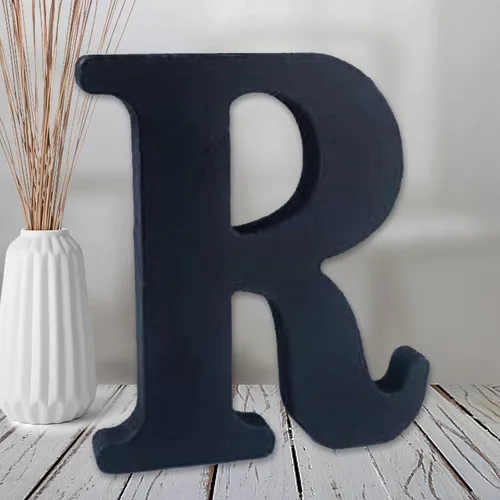 Vista 24 de AOCEAN Letras de madera negra de 6 pulgadas Letras de madera sin terminar para decoración de pared Letras decorativas de pie Rebanadas Tablero