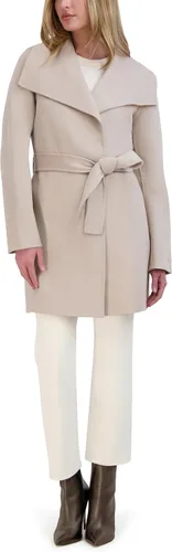 Vista 4 de TAHARI Gabardina con cuello de solapa de mezcla de lana para mujer
