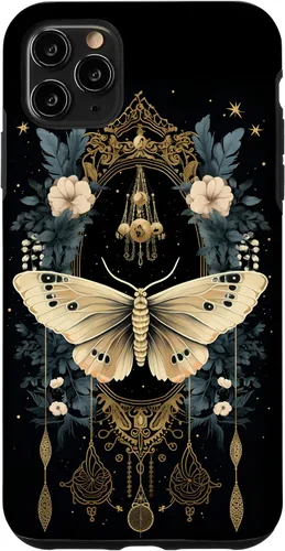 Vista 13 de iPhone 16 Celestial Moth Witchy Butterfly Botanical Moon Boho Flowers Case